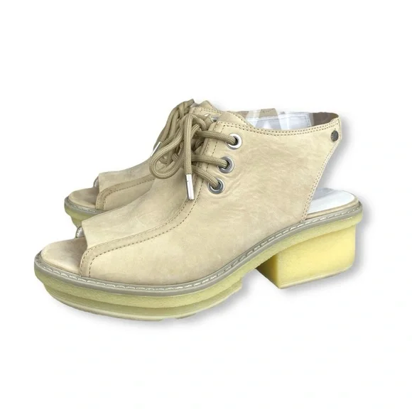 Phillip Lim Open-Toe Platform Chunky Sandal Lace-Up Ivory Beige Leather Boho - Picture 2 of 10